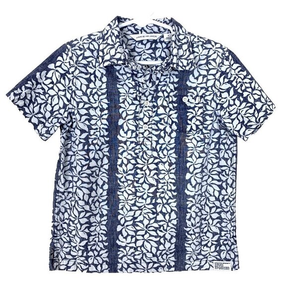 Janie & Jack Boys 4 Reyn Spooner Shirt Short Sleeve Hawaiian Aloha Tropical Blue - Picture 1 of 15